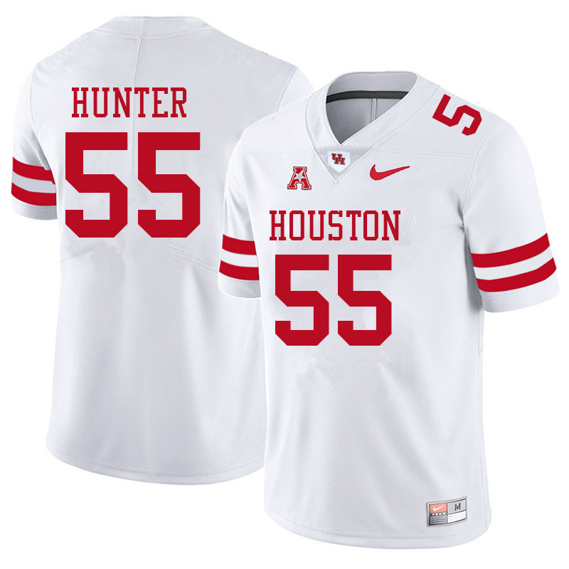 Men #55 Demetrius Hunter Houston Cougars College Football Jerseys Sale-White - Click Image to Close